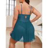 imageAvidlove Plus Size Lingerie for Women Sexy Lingerie Dress Lace Babydoll Lingerie VNeck Open Front Strap NightdressBlue Green