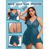 imageAvidlove Plus Size Lingerie for Women Sexy Lingerie Dress Lace Babydoll Lingerie VNeck Open Front Strap NightdressBlue Green