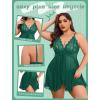 imageAvidlove Plus Size Lingerie for Women Sexy Lingerie Dress Lace Babydoll Lingerie VNeck Open Front Strap NightdressGreen