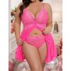 imageAvidlove Plus Size Lingerie for Women Sexy Lingerie Dress Lace Babydoll Lingerie VNeck Open Front Strap NightdressHot Pink