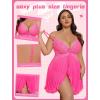 imageAvidlove Plus Size Lingerie for Women Sexy Lingerie Dress Lace Babydoll Lingerie VNeck Open Front Strap NightdressHot Pink