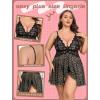 imageAvidlove Plus Size Lingerie for Women Sexy Lingerie Dress Lace Babydoll Lingerie VNeck Open Front Strap NightdressLeopard Print