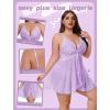 imageAvidlove Plus Size Lingerie for Women Sexy Lingerie Dress Lace Babydoll Lingerie VNeck Open Front Strap NightdressLilac