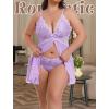 imageAvidlove Plus Size Lingerie for Women Sexy Lingerie Dress Lace Babydoll Lingerie VNeck Open Front Strap NightdressLilac