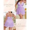 imageAvidlove Plus Size Lingerie for Women Sexy Lingerie Dress Lace Babydoll Lingerie VNeck Open Front Strap NightdressLilac