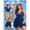 imageAvidlove Plus Size Lingerie for Women Sexy Lingerie Dress Lace Babydoll Lingerie VNeck Open Front Strap NightdressNavy Blue