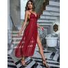 imageAvidlove Sexy Lingerie For Women Lace Babydoll Sexy Mesh Nightdress With Thong Side Split Lace NightgownCardinal Red