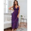 imageAvidlove Sexy Lingerie For Women Lace Babydoll Sexy Mesh Nightdress With Thong Side Split Lace NightgownDark Purple