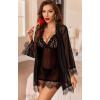 imageAvidlove Sexy Lingerie for Women 3 Piece Lingerie Sets Lace Lingerie Robe Mesh NightgownBlack