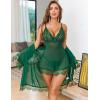 imageAvidlove Sexy Lingerie for Women 3 Piece Lingerie Sets Lace Lingerie Robe Mesh NightgownGreen