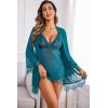 imageAvidlove Sexy Lingerie for Women 3 Piece Lingerie Sets Lace Lingerie Robe Mesh NightgownPeacock Blue