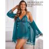 imageAvidlove Sexy Lingerie for Women 3 Piece Lingerie Sets Lace Lingerie Robe Mesh NightgownPeacock Blue
