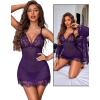 imageAvidlove Sexy Lingerie for Women 3 Piece Lingerie Sets Lace Lingerie Robe Mesh NightgownPurple
