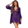 imageAvidlove Sexy Lingerie for Women 3 Piece Lingerie Sets Lace Lingerie Robe Mesh NightgownPurple
