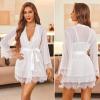 imageAvidlove Sexy Lingerie for Women 3 Piece Lingerie Sets Lace Lingerie Robe Mesh NightgownWhite