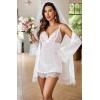 imageAvidlove Sexy Lingerie for Women 3 Piece Lingerie Sets Lace Lingerie Robe Mesh NightgownWhite