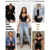 imageAvidlove Shapewear Bodysuit for Women Body Shaper Tummy Control Shapewear Plus Size Body Suits with Snap CrotchBlack