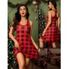 imageAvidlove Sleepwear for Women Tank Nightgown Chemise Racerback Sleeveless Sleep DressRedblack Check