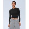 imageAvidlove Women Double Lined Basic Fitted T Shirts Long Sleeve Crew Neck Y2K Top with Underwear SXXLBlack