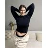 imageAvidlove Women Double Lined Basic Fitted T Shirts Long Sleeve Crew Neck Y2K Top with Underwear SXXLBlack