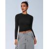 imageAvidlove Women Double Lined Basic Fitted T Shirts Long Sleeve Crew Neck Y2K Top with Underwear SXXLBlack