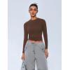 imageAvidlove Women Double Lined Basic Fitted T Shirts Long Sleeve Crew Neck Y2K Top with Underwear SXXLBrown