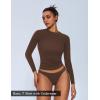 imageAvidlove Women Double Lined Basic Fitted T Shirts Long Sleeve Crew Neck Y2K Top with Underwear SXXLBrown