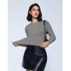 imageAvidlove Women Double Lined Basic Fitted T Shirts Long Sleeve Crew Neck Y2K Top with Underwear SXXLDark Gray