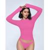 imageAvidlove Women Double Lined Basic Fitted T Shirts Long Sleeve Crew Neck Y2K Top with Underwear SXXLRose Red