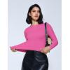imageAvidlove Women Double Lined Basic Fitted T Shirts Long Sleeve Crew Neck Y2K Top with Underwear SXXLRose Red
