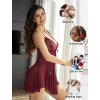 imageAvidlove Women Lace Lingerie Babydoll Sexy Chemise Exotic Nightgowns Bridal NightdressBdeep Red