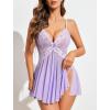 imageAvidlove Women Lace Lingerie Babydoll Sexy Chemise Exotic Nightgowns Bridal NightdressLilac
