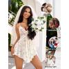 imageAvidlove Women Lace Lingerie Babydoll Sexy Chemise Exotic Nightgowns Bridal NightdressWhite Green Leaves