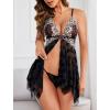 imageAvidlove Women Lace Lingerie Front Closure Babydoll V Neck Nightwear Sexy Chemise NightieDark Black Butterfly
