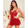 imageAvidlove Women Lingerie Lace Babydoll Strap Chemise Halter Teddy V Neck Sleepwear0wine Red