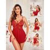 imageAvidlove Women Lingerie Lace Babydoll Strap Chemise Halter Teddy V Neck Sleepwear0wine Red