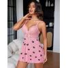 imageAvidlove Women Lingerie Lace Babydoll Strap Chemise Halter Teddy V Neck SleepwearBlack Love Heart