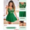 imageAvidlove Women Lingerie Lace Babydoll Strap Chemise Halter Teddy V Neck SleepwearBright Green