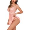 imageAvidlove Women Lingerie Lace Babydoll Strap Chemise Halter Teddy V Neck SleepwearPeach