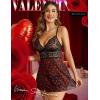 imageAvidlove Women Lingerie Lace Babydoll Strap Chemise Halter Teddy V Neck SleepwearRed Heart