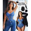 imageAvidlove Women Lingerie Lace Bodysuit Teddy Lingeries V Neck Cut Out One Piece Mini BabydollBlue