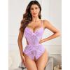 imageAvidlove Women Lingerie Lace Bodysuit Teddy Lingeries V Neck Cut Out One Piece Mini BabydollLight Purple