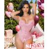 imageAvidlove Women Lingerie Lace Bodysuit Teddy Lingeries V Neck Cut Out One Piece Mini BabydollPink