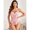 imageAvidlove Women Lingerie Lace Bodysuit Teddy Lingeries V Neck Cut Out One Piece Mini BabydollPink