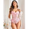 imageAvidlove Women Lingerie Lace Bodysuit Teddy Lingeries V Neck Cut Out One Piece Mini BabydollPink