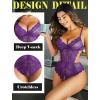 imageAvidlove Women Lingerie Lace Bodysuit Teddy Lingeries V Neck Cut Out One Piece Mini BabydollPurple