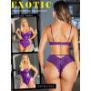 imageAvidlove Women Lingerie Lace Bodysuit Teddy Lingeries V Neck Cut Out One Piece Mini BabydollPurple