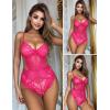 imageAvidlove Women Lingerie Lace Bodysuit Teddy Lingeries V Neck Cut Out One Piece Mini BabydollRose Red