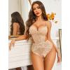 imageAvidlove Women Lingerie Lace Bodysuit Teddy Lingeries V Neck Cut Out One Piece Mini BabydollSkin