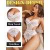 imageAvidlove Women Lingerie Lace Bodysuit Teddy Lingeries V Neck Cut Out One Piece Mini BabydollWhite